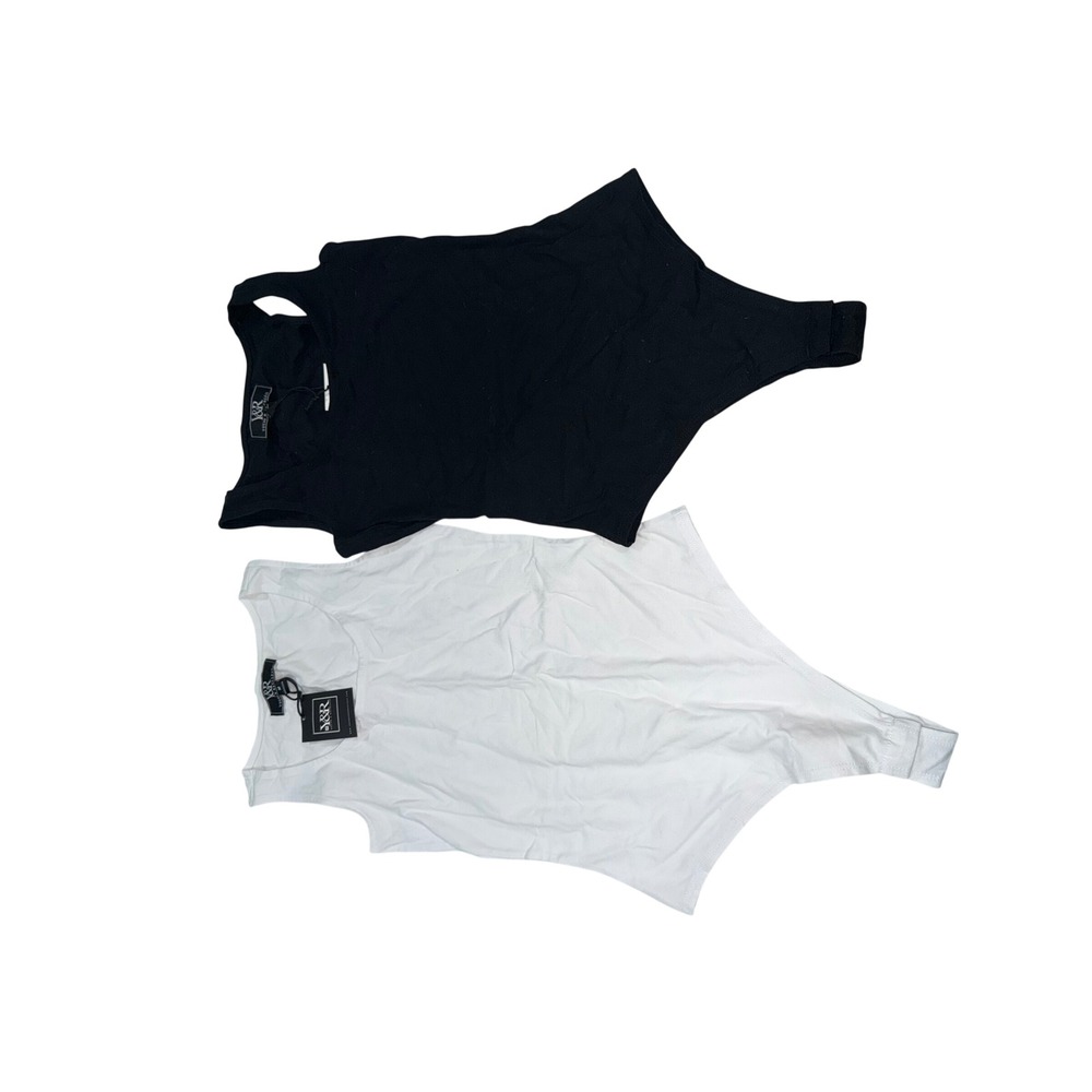 Young & Reckless Womens Ribbed‎ Bodysuit Set 2pk Black White NWT Size Medium